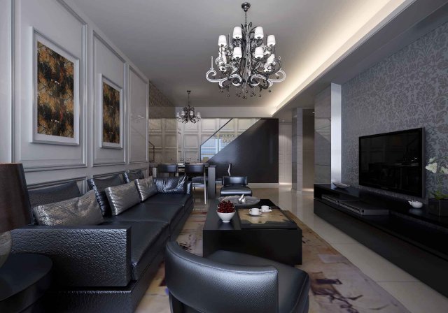 Deluxe modern living room 1811 3D Model