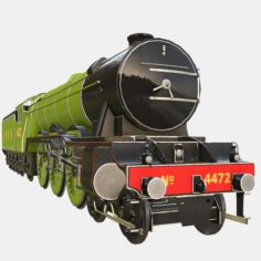 Low Poly PBR Flying Scotsman Steam Train 3D Model