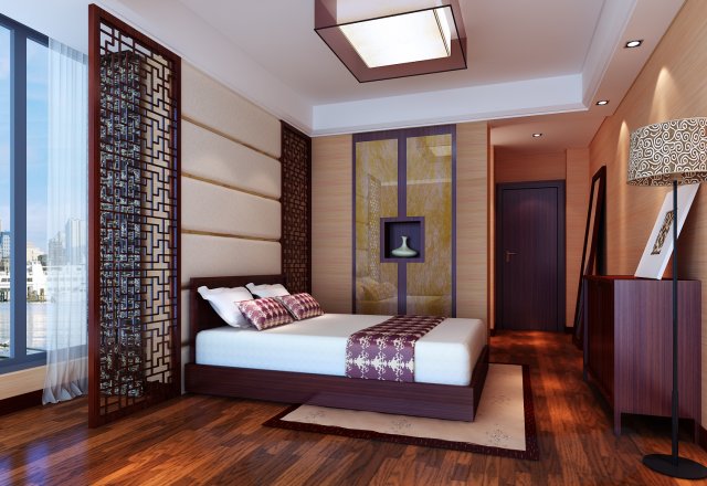 Chinese style retro bedroom 1817 3D Model