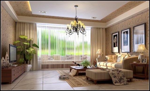 Deluxe modern living room 1857 3D Model