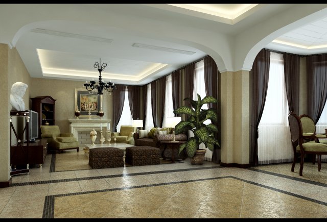 Simple Muslim living room 1712 3D Model