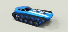 Muscle car on tracks 3D Model