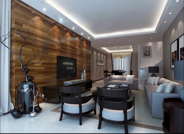Stylish luxury home decoration – living room 6123 3D Model
