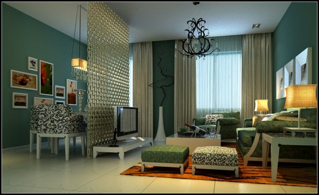 Deluxe modern living room 1856 3D Model