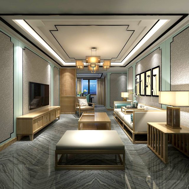 Stylish avant-garde living room design 62 3D Model