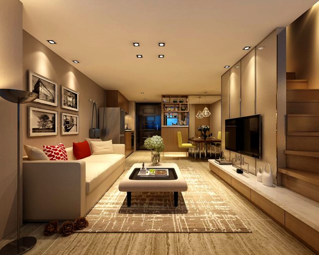 Stylish avant-garde living room design 123 3D Model