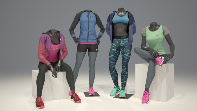 Female mannequin Nike pack 3 3D model 3D Model