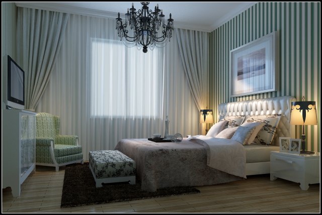 Stylish European bedroom 1864 3D Model
