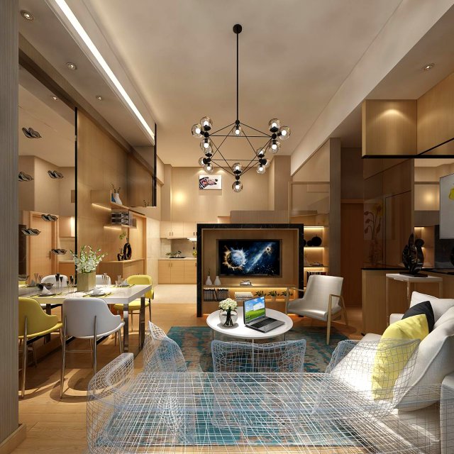 Stylish avant-garde living room design 147 3D Model