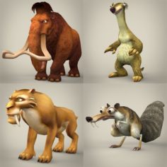 Ice Age Animal Character Collection 3D Model