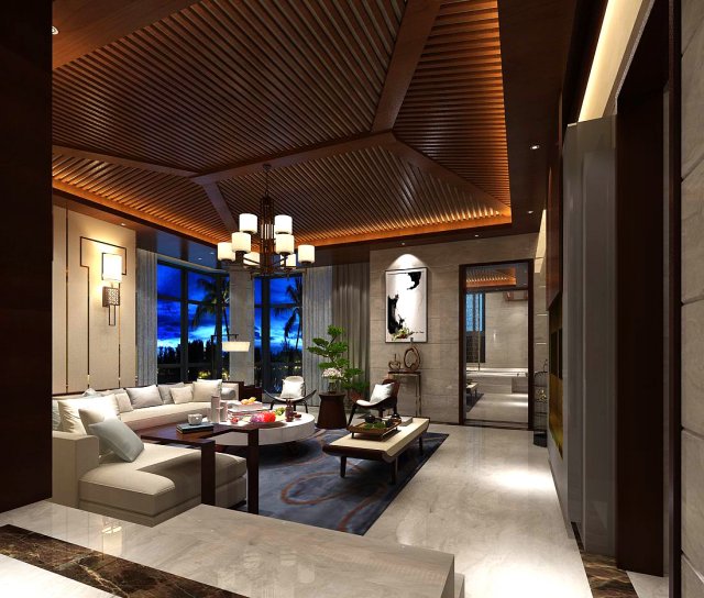 Stylish avant-garde living room design 53 3D Model