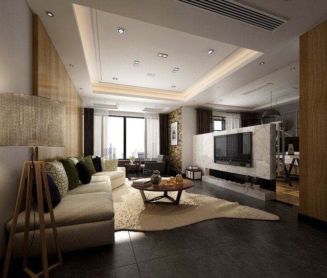 Stylish avant-garde living room design 148 3D Model