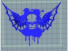 skull bat wings splash 3D Print Model