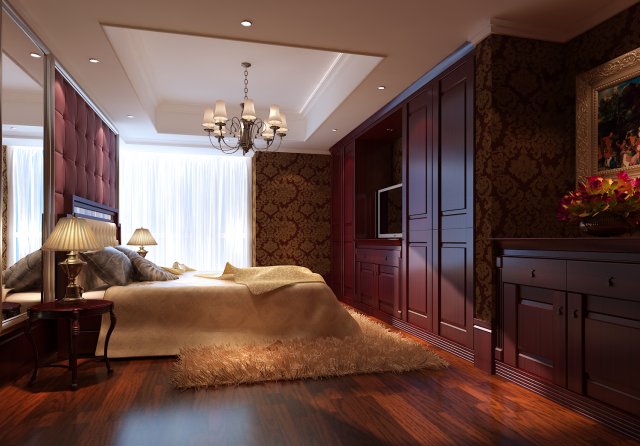 Stylish European bedroom 1895 3D Model