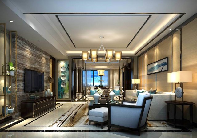 Stylish avant-garde living room design 77 3D Model