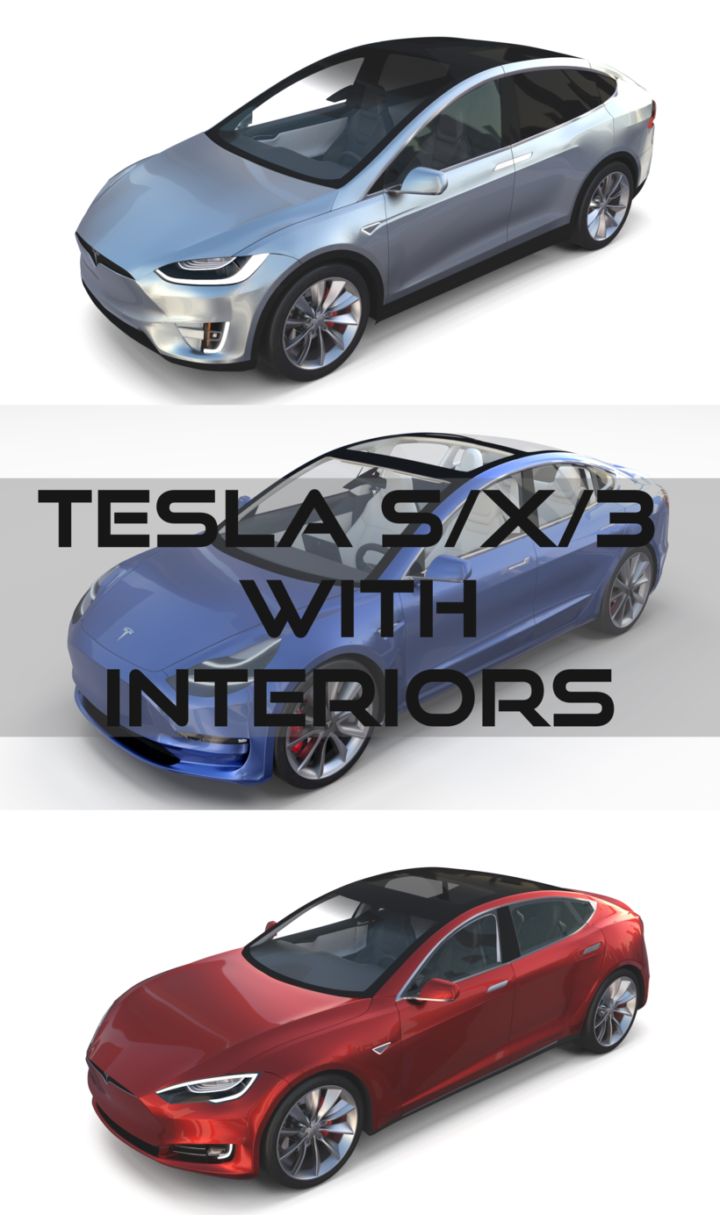 2017 Tesla S-X-3 Collection w interior 3D Model