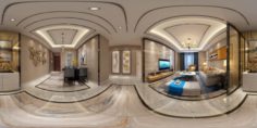 Panoramic neo-classical style living room dining room 35 3D Model