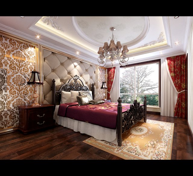 Stylish European bedroom 1888 3D Model