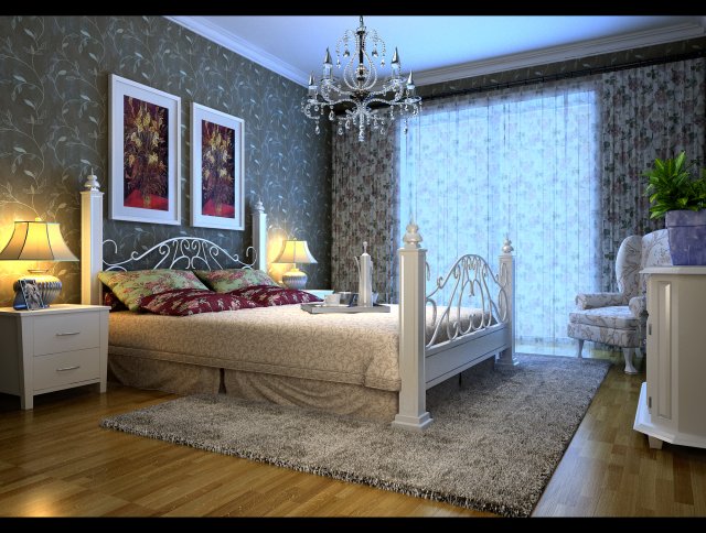 Stylish European bedroom 1849 3D Model