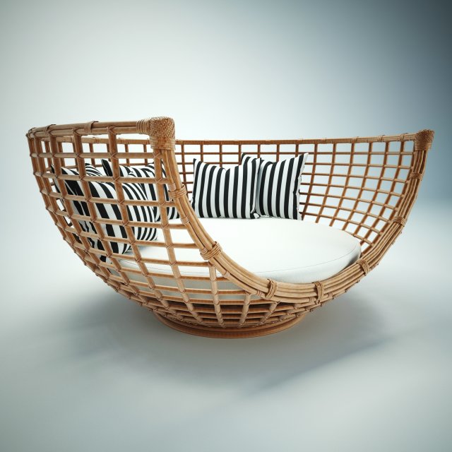 Varanasi wood sofa seat 3D Model