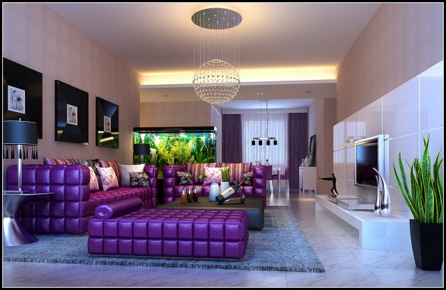 The luxurious modern living room is 1860 3D Model
