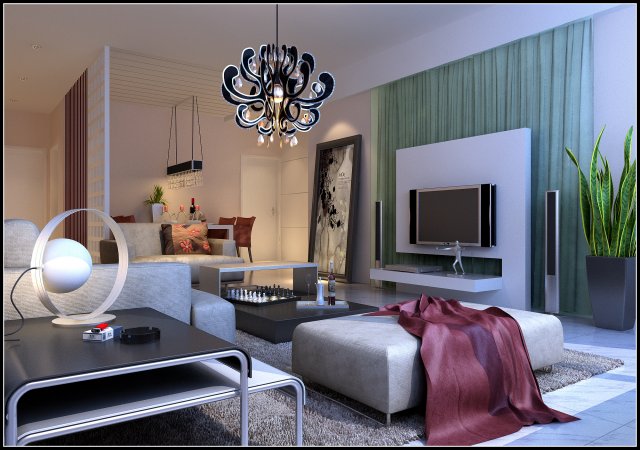 Deluxe modern living room 1859 3D Model