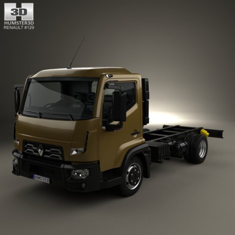 Renault D 75 Chassis Truck with HQ interior 2013 3D Model