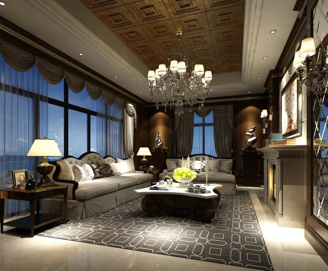 European-style living room design 11 3D Model