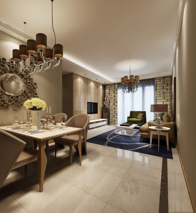 Stylish luxury home decoration – living room 6138 3D Model