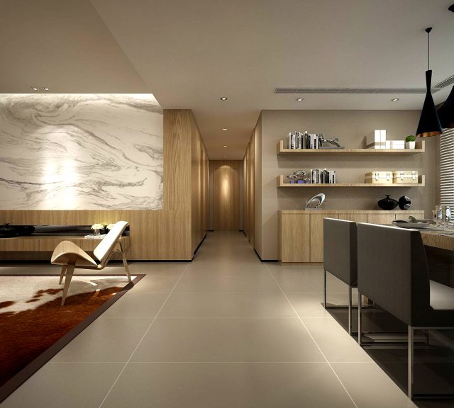 Stylish avant-garde living room design 143 3D Model