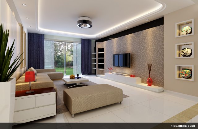 Modern style living room 1808 3D Model