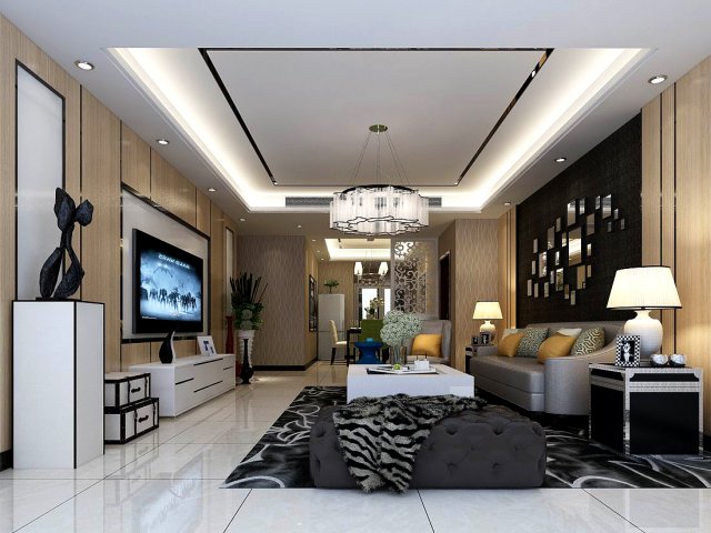 Stylish avant-garde living room design 159 3D Model