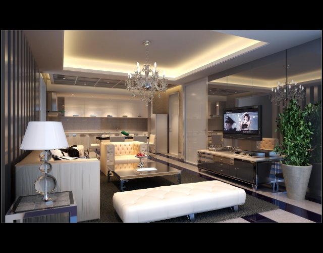 The luxurious modern living room is 1894 3D Model