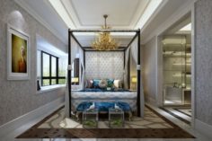 Stylish luxury home decoration – bedroom 6105 3D Model
