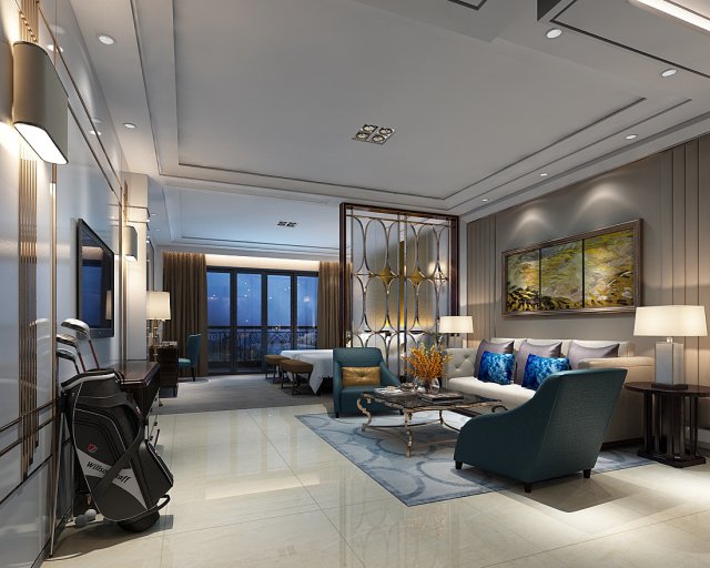 Bedroom hotel suites designed a complete 158 3D Model