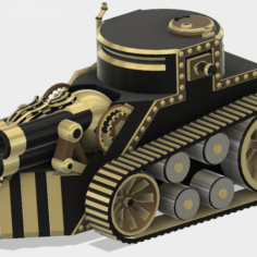 Steampunk Tank | Tri-Cannon | (.STL file) 3D Print Model