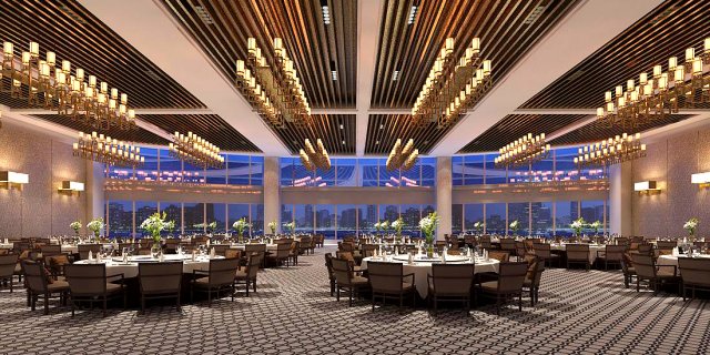 Luxury large hotel restaurant 07 3D Model