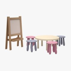 Ikea Mammut Table and Chair 3D Model