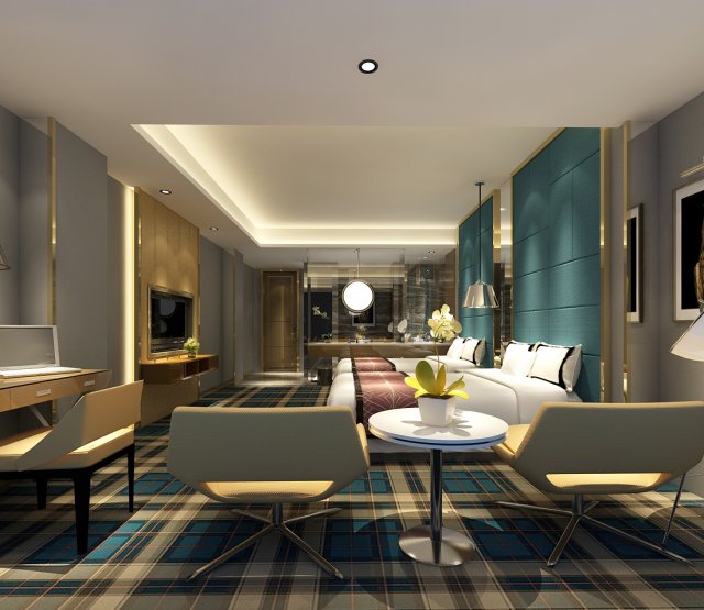 Bedroom hotel suites designed a complete 06 3D Model