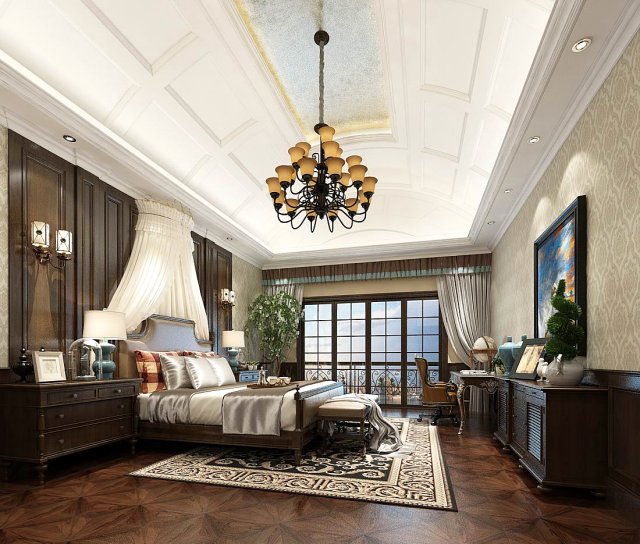 Stylish master bedroom design 60 3D Model