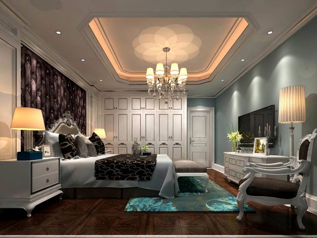 Stylish bedroom complete 60 3D Model