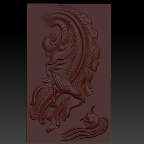 bird and fish 3d model of bas-relief for cnc 3D Print Model