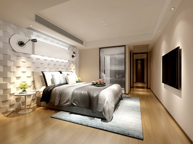 Stylish master bedroom design 95 3D Model