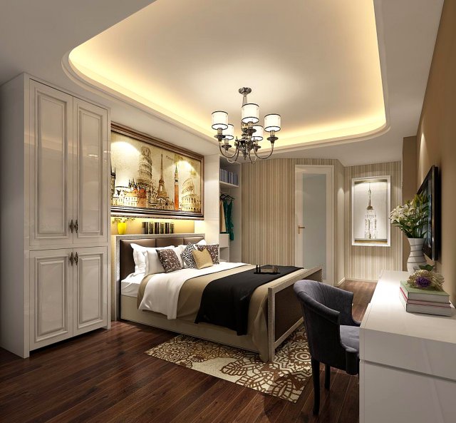 Stylish bedroom complete 52 3D Model