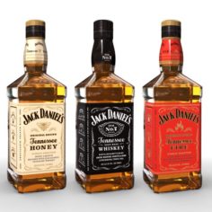 Jack Daniels Bottle Set 3D Model