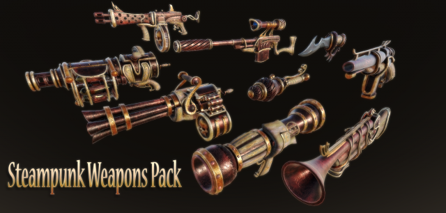 Steampunk Weapon Pack 3D Model