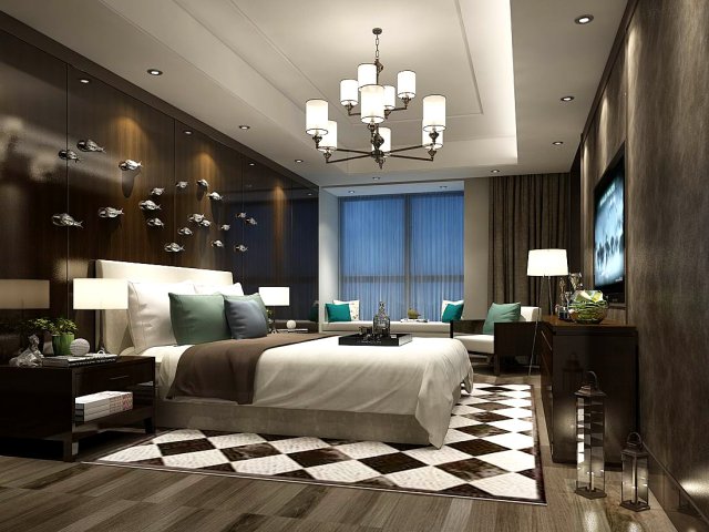 Stylish master bedroom design 18 3D Model