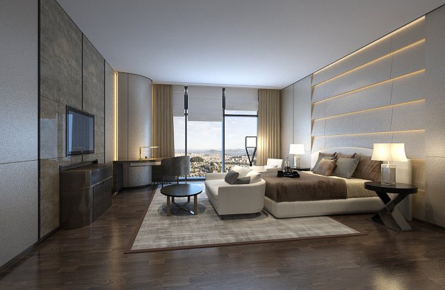 Bedroom hotel suites designed a complete 56 3D Model