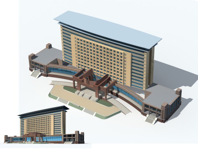 City office building construction avant-garde design hotel – 129 3D Model