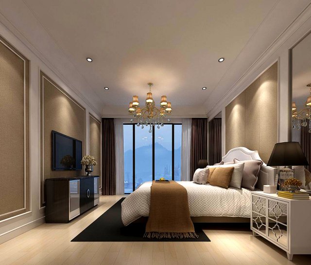 Stylish bedroom complete 53 3D Model